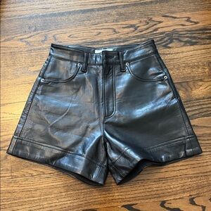 Agolde Black High-Waist recycled Leather Shorts